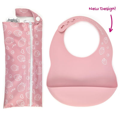 Brightberry silicone bib with pocket and waterproof carry bag in a matching colour